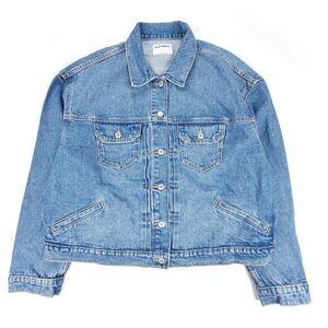 Old Navy Boyfriend Cropped Button Down Trucker Jean Jacket Mid Denim Womens XL